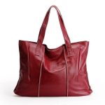 sac de cours en cuir rouge foncé
