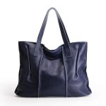 sac de cours en cuir bleu marine