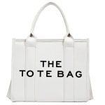 sac a main femme cuir luxe blanc avec ecriture noir